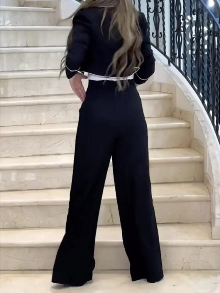Casual High Waist Buttoned Pants Set