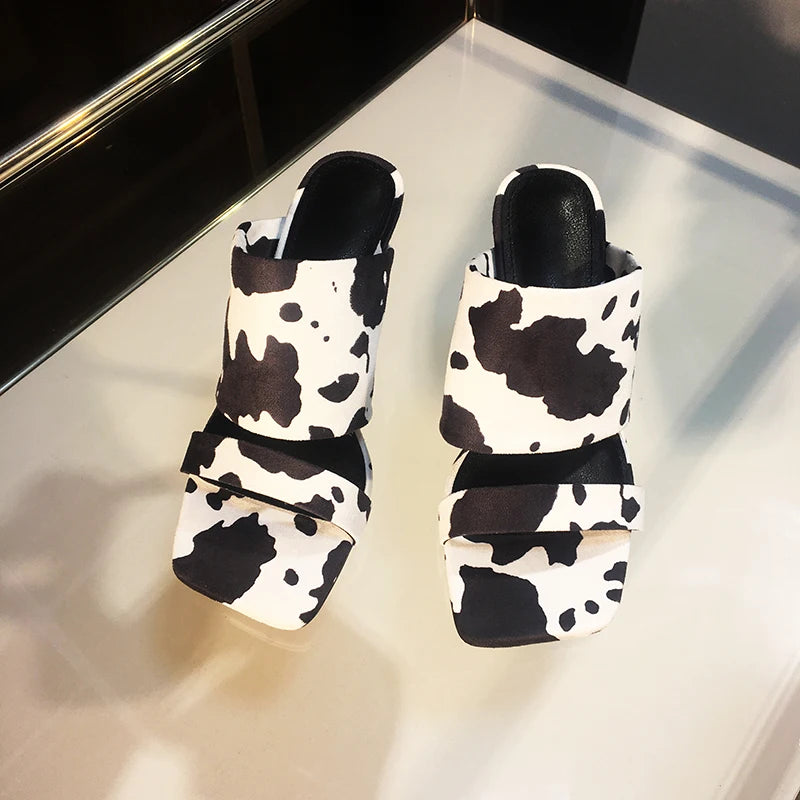 Fashion Print Square Toe Sandals