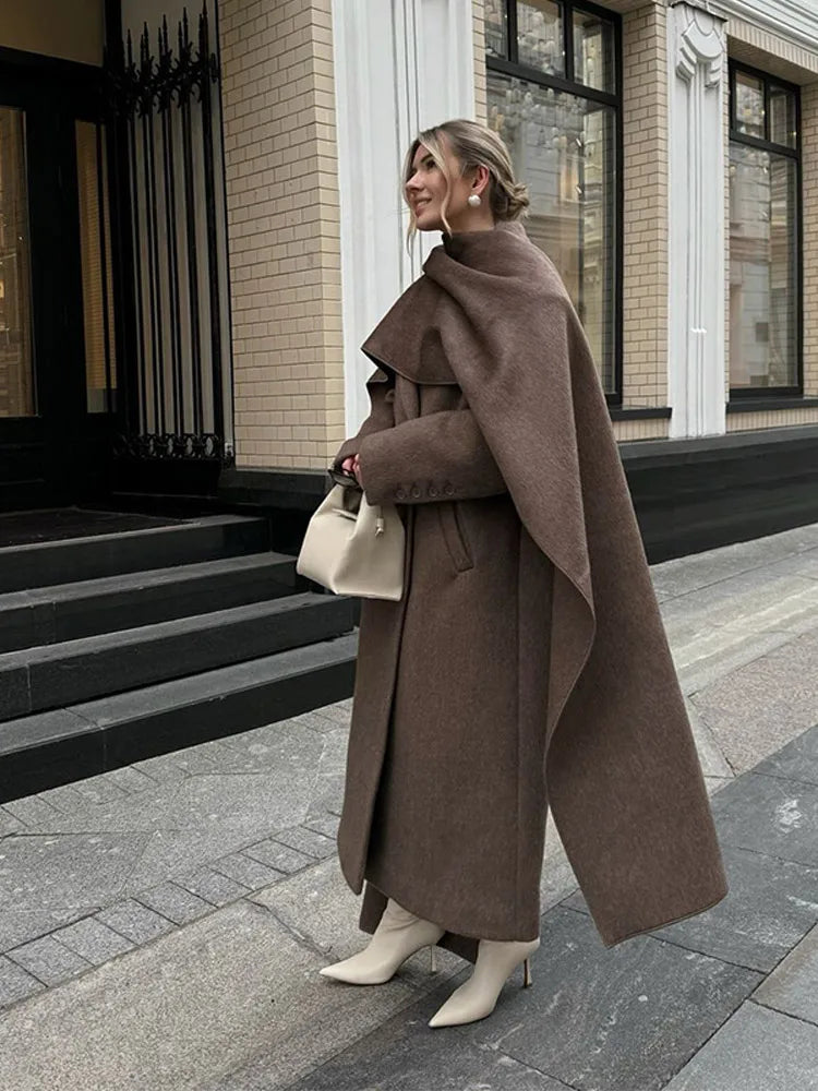 Oversized Scarf Collar Overcoat