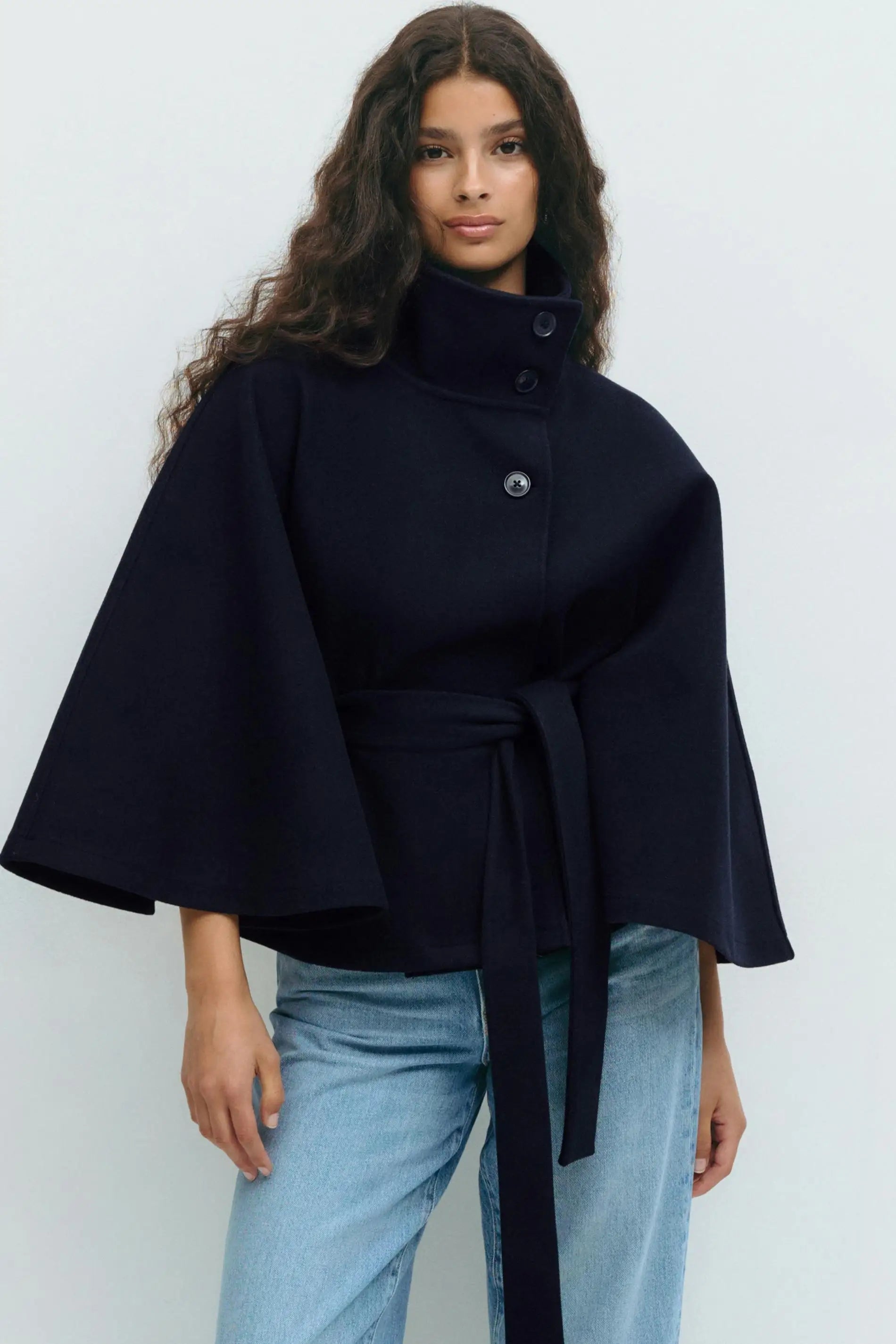 Chic Belted Cape Jacket