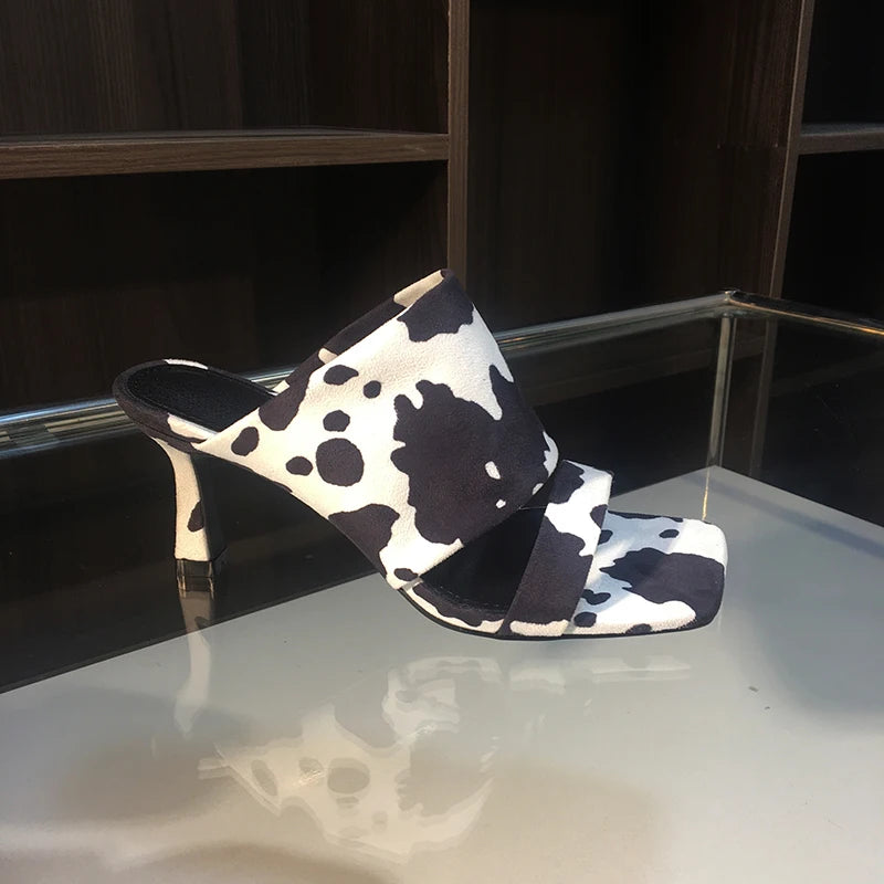 Fashion Print Square Toe Sandals