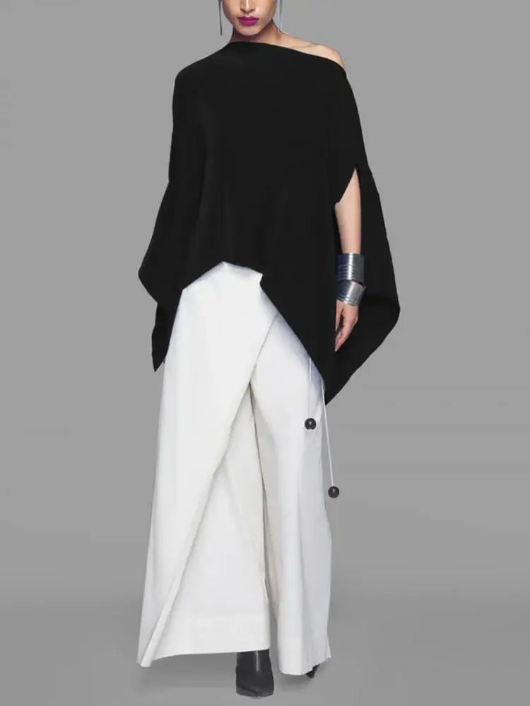 Asymmetric Batwing Sleeves One-Shoulder New Blouse