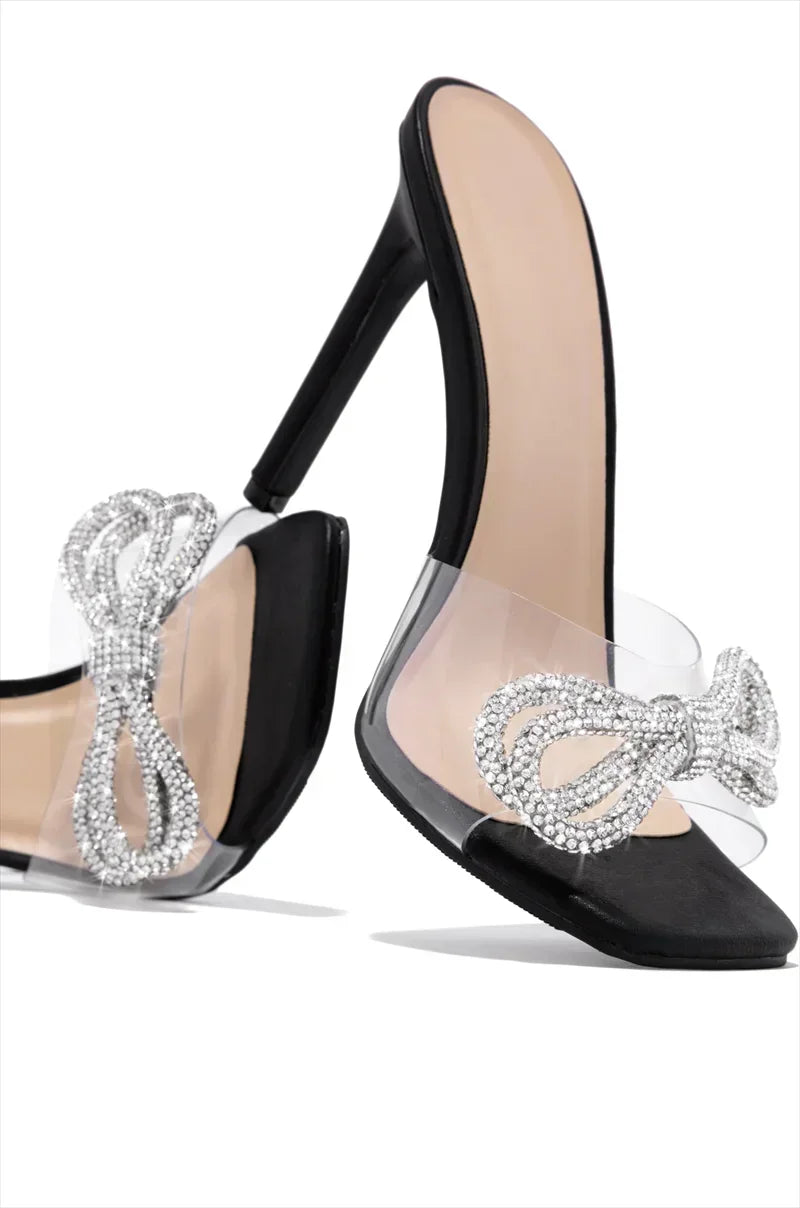 Rhinestone Bow Tie Slippers