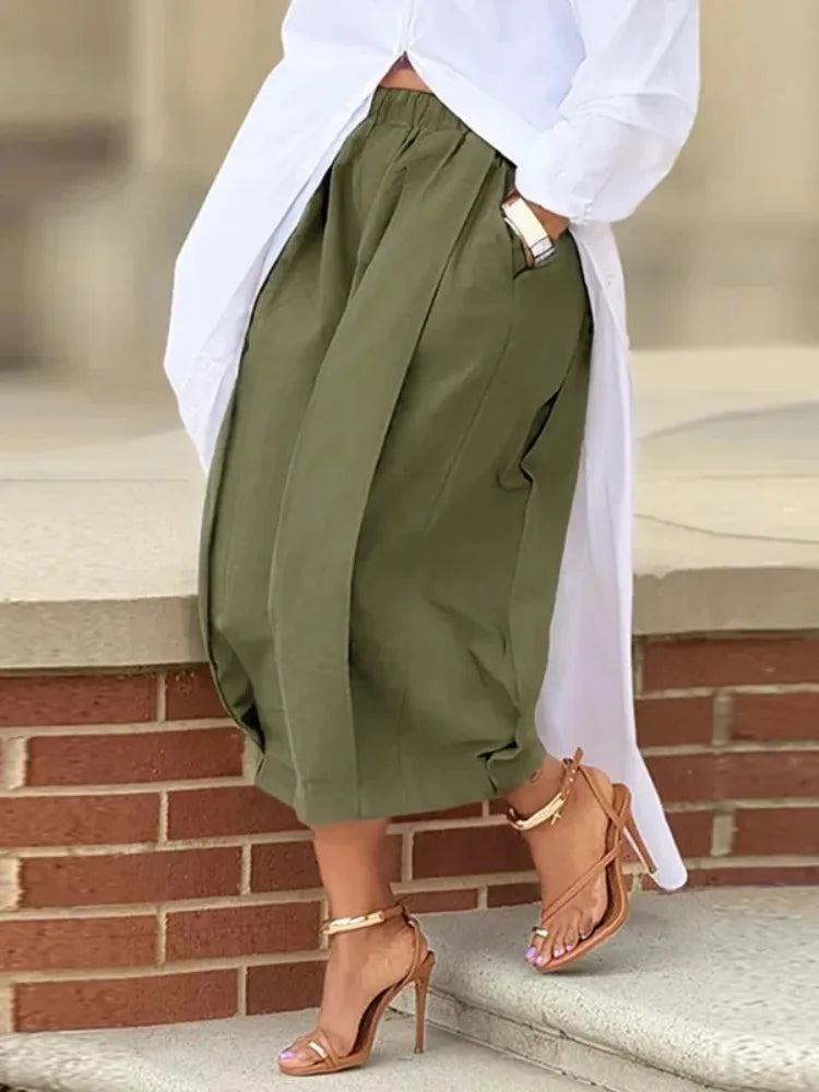 Cotton Blend Cropped Trousers