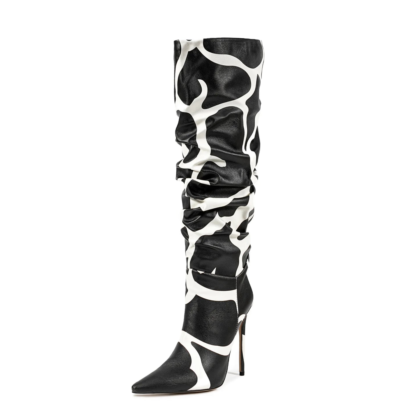 Print Pattern Knee High Boots