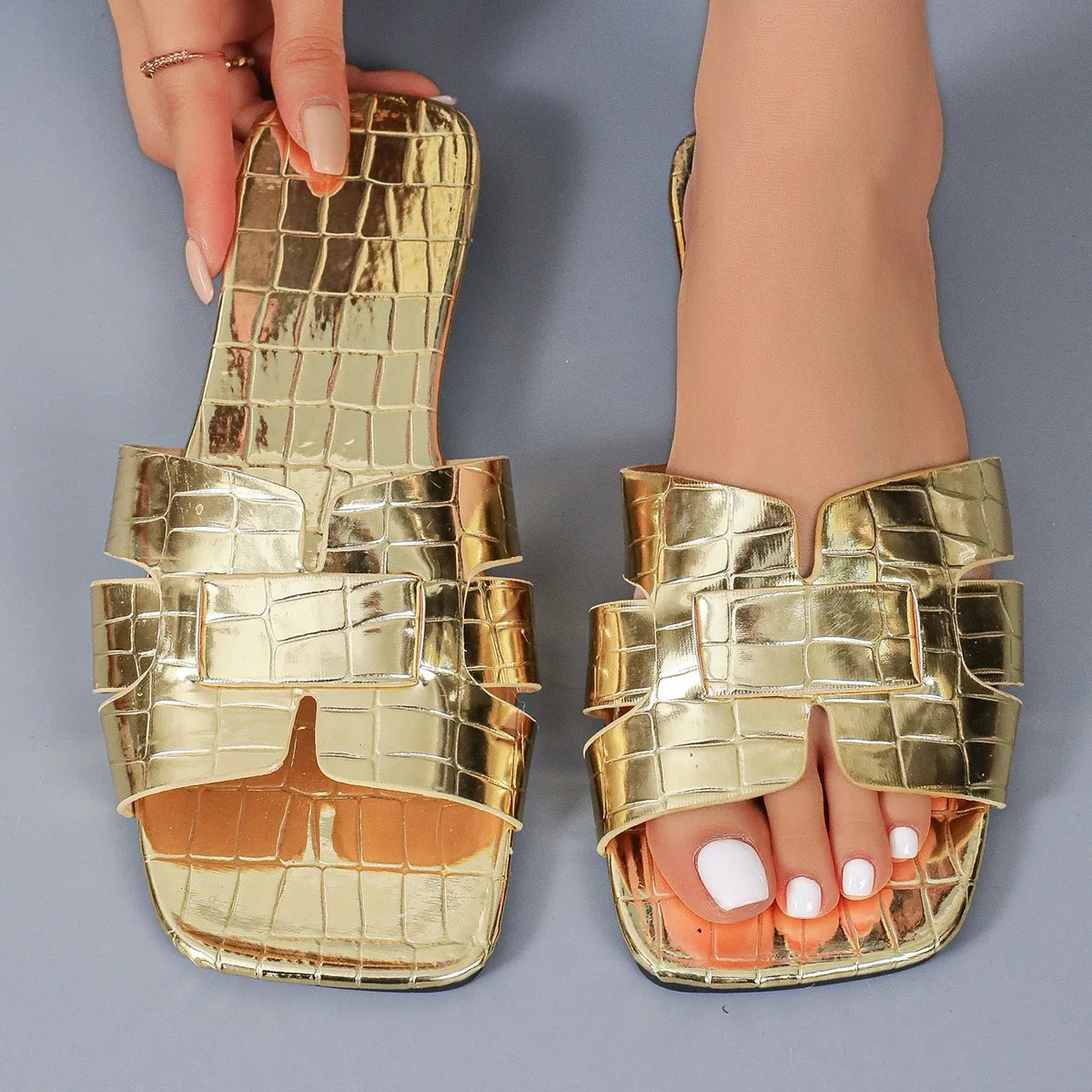Gold Open Heeled Sandals for Women
