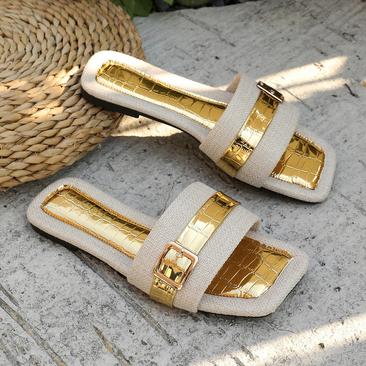 Metal Buckle Non Slip Beach Sandals