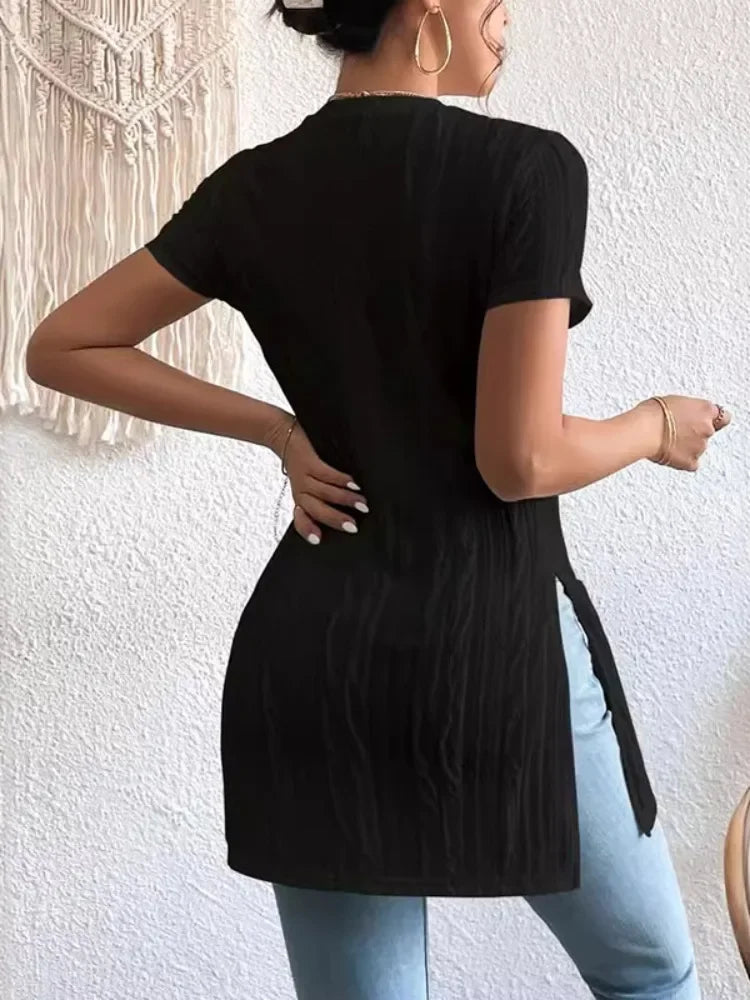Solid Color Pleated Top