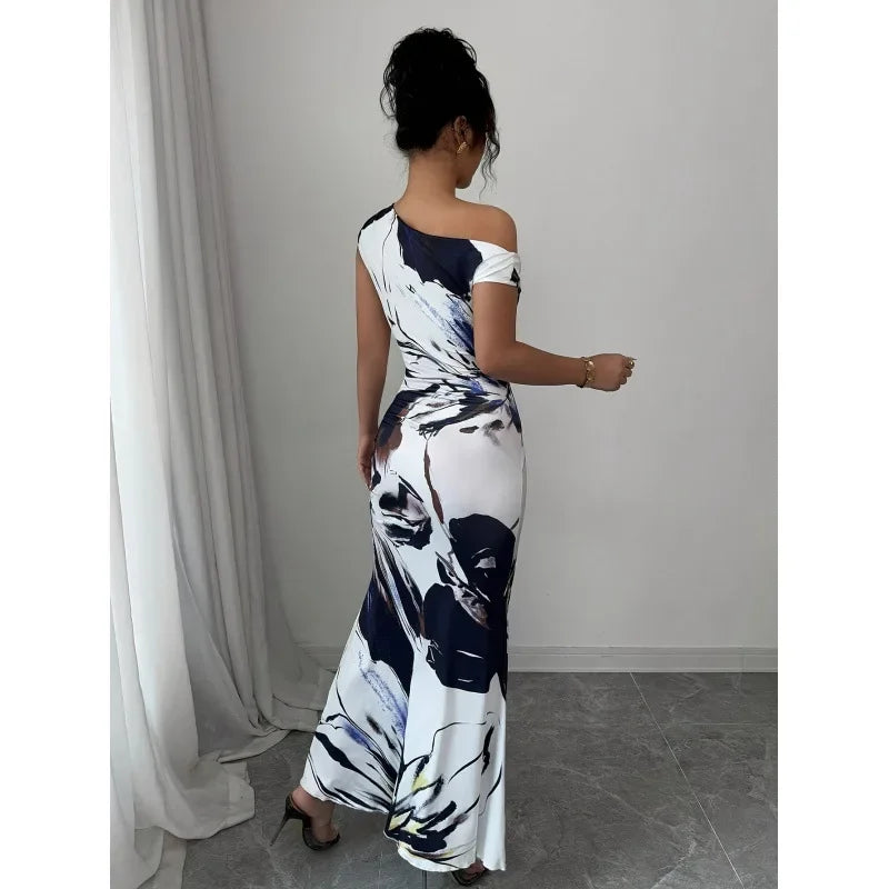 Floral Print Asymmetrical Bodycon Dress