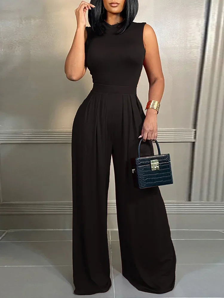 Wide Leg Pants Printed Jumpsuit