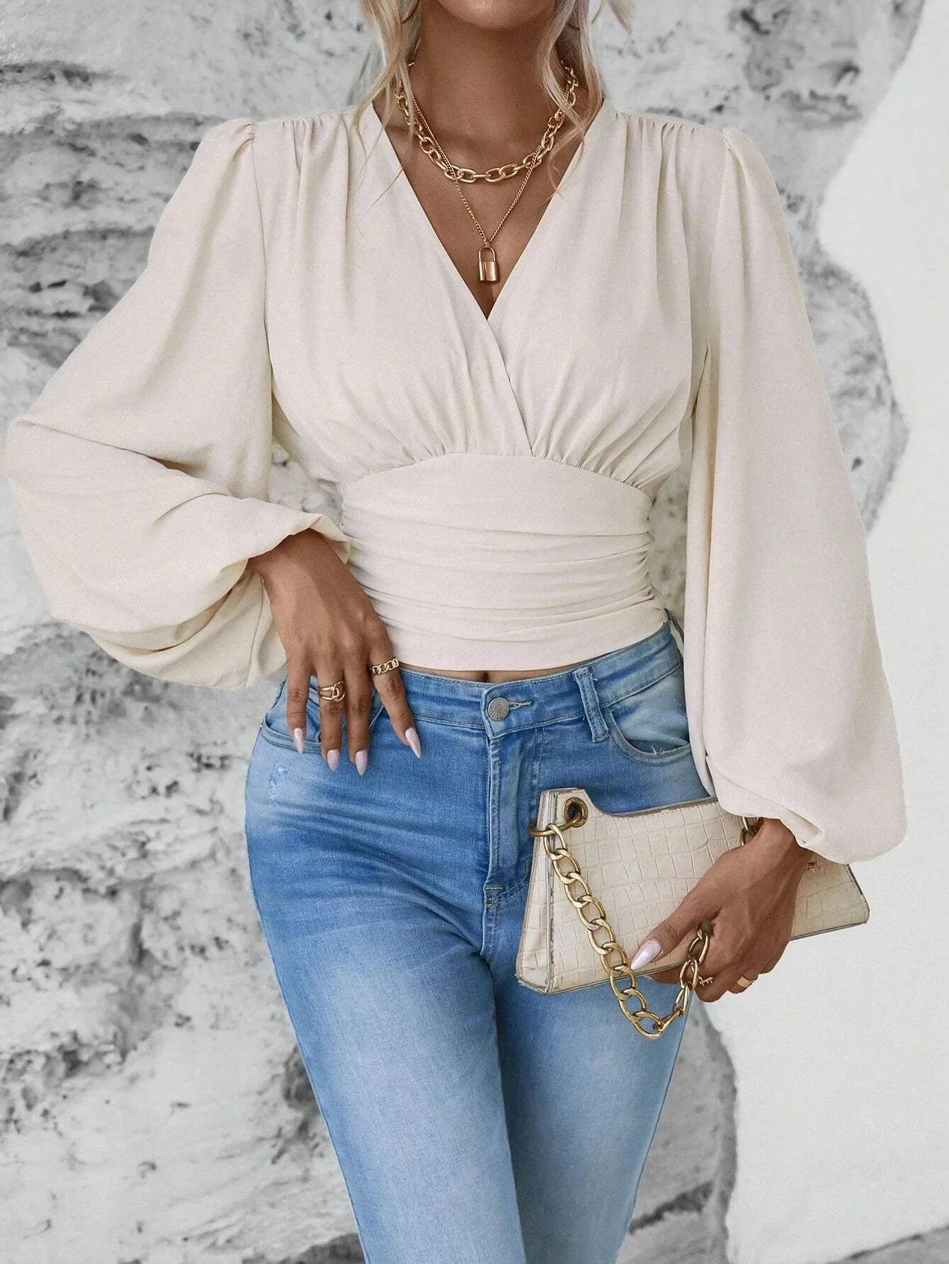 Women Elastic Narrow Waist Shirt