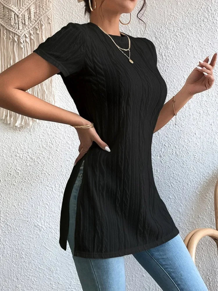 Solid Color Pleated Top