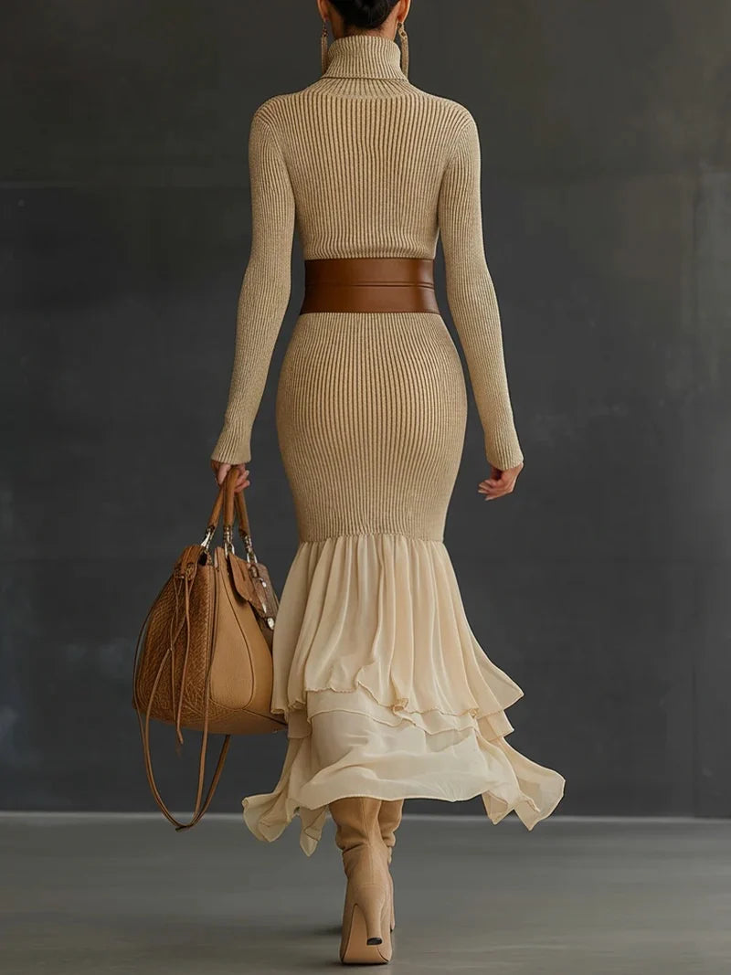 Turtleneck Bodycon Knitted Maxi Dress