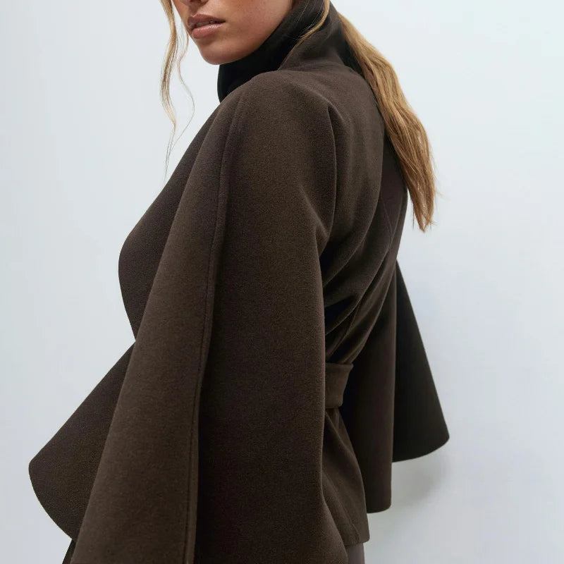Chic Belted Cape Jacket