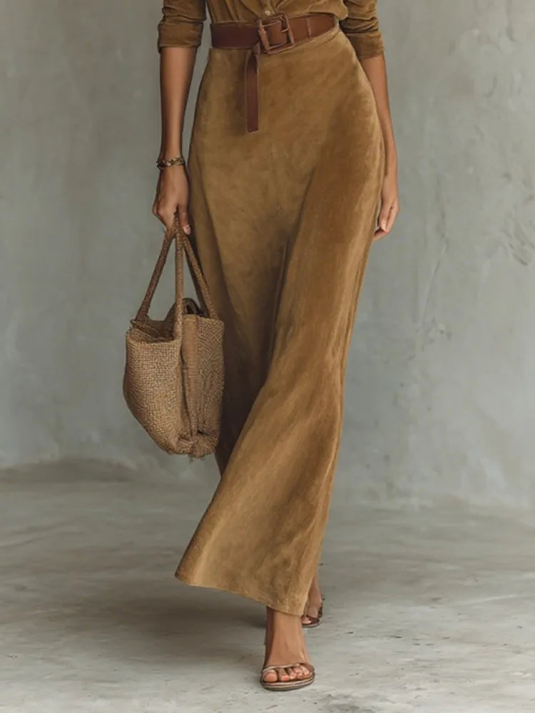 Solid Color Belted Shirt Dress