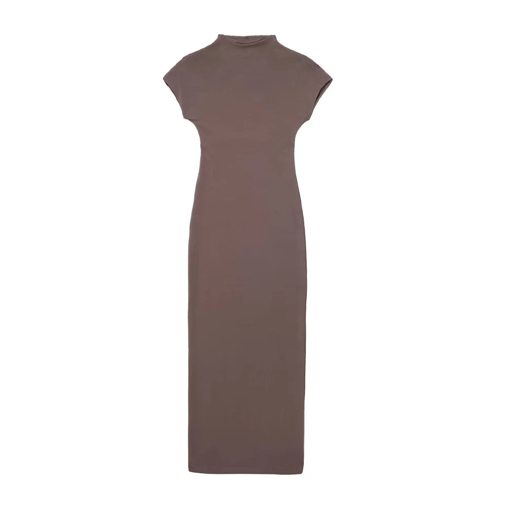 Fitted Short Sleeve Midi Dress