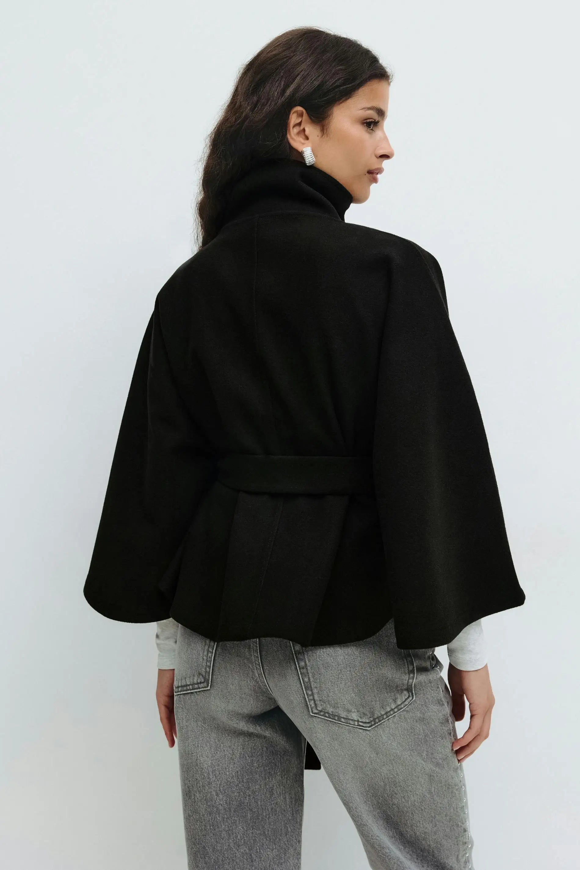 Chic Belted Cape Jacket