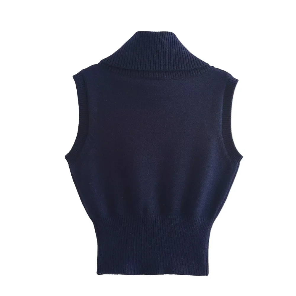 Solid Color Stand Up Collar Sleeveless Shirt